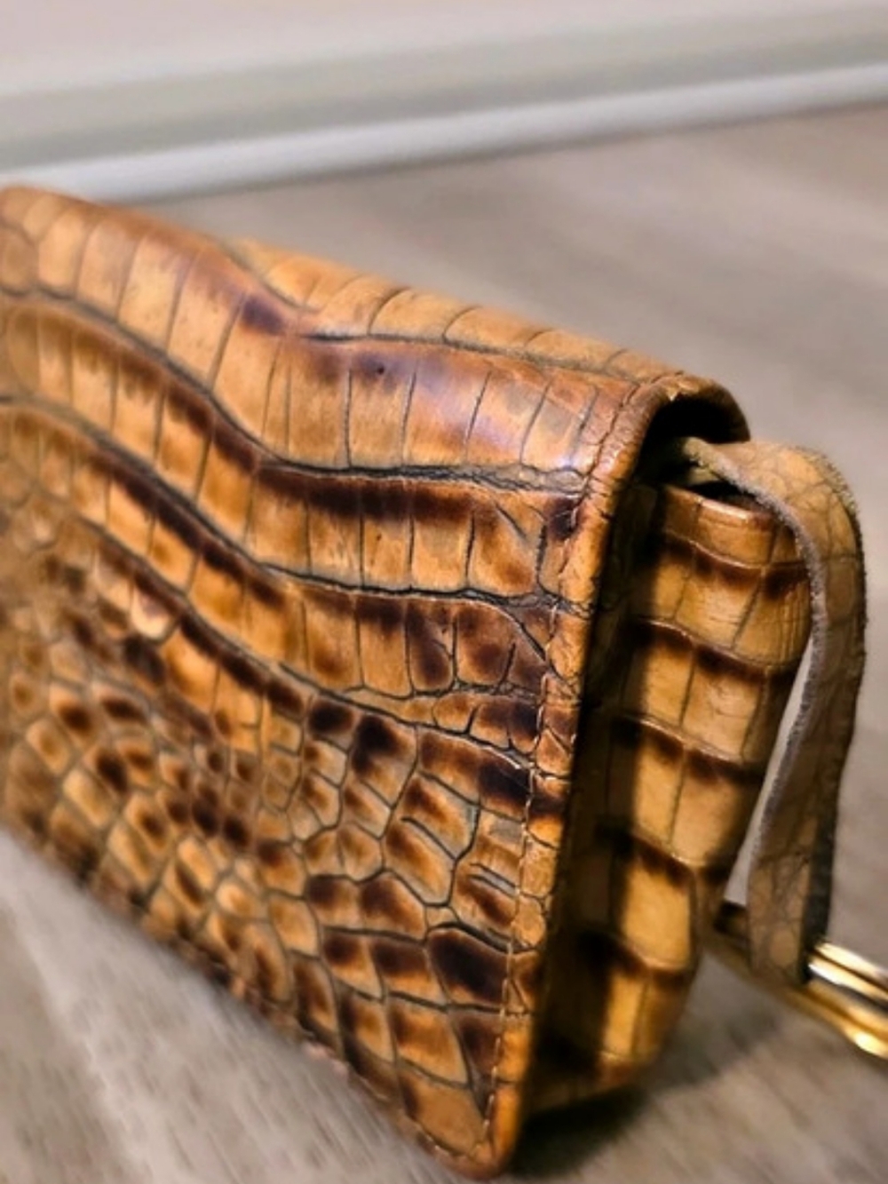 Brahmin Brown Crocodile-Embossed Wallet Vintage